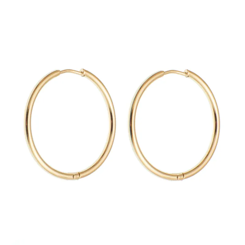 Dark Medium Hoop Round Gold