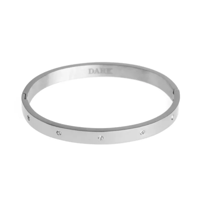 Dark Crystal Dot Bangle Silver