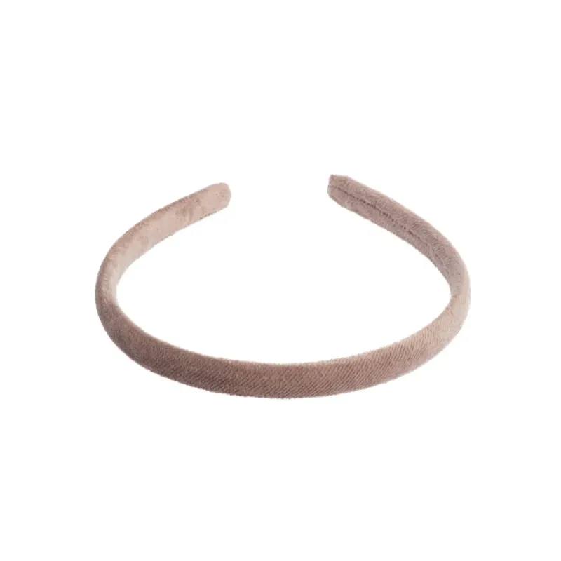 Dark Velvet Hair Band Thin Warm Taupe