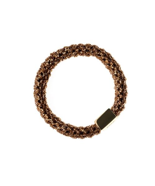 Dark Fat Hair Tie With Gold Sparkled Soft Brown
